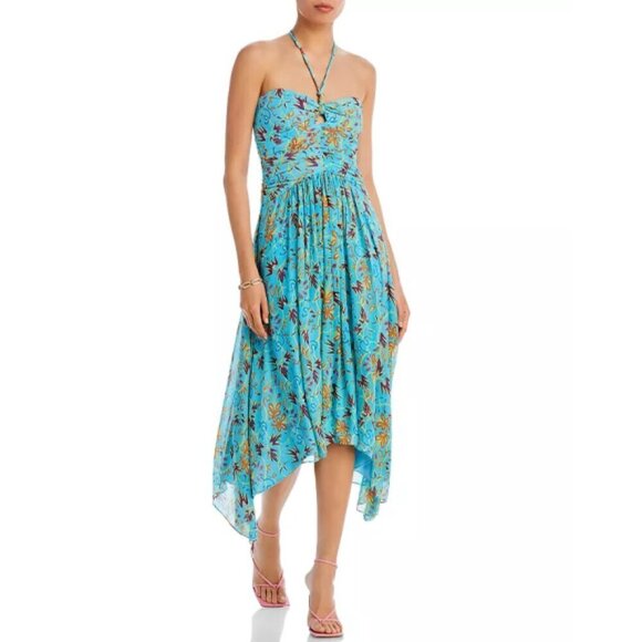A.L.C. 'Violet' Printed Silk Halter Midi-Dress, Grotto Multi - Picture 2 of 5